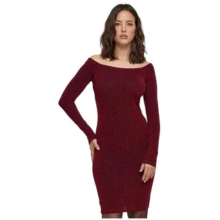 Urban Classics Off Shoulder Glitter Langarmkleid - Burgundy - XS
