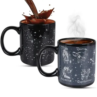 ZONSUSE Sternbild Tasse,Sternzeichen Farbwechselnder Becher,12 Horoskope Farbwechsel Kaffeetasse,Kreatives Geburtstags Geschenk für Damen Freundin Mädchen Geburtstag 330ml (12 Sternbilder)