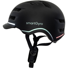 smartGyro Smart Helmet PRO – Smart Helmet mit automatischem Bremslicht, Blinkern, Lautsprechern, Bluetooth, Größe L, EPS + PC, Batterie, Frontvisier, LEDs vorne und hinten, schwarze Farbe