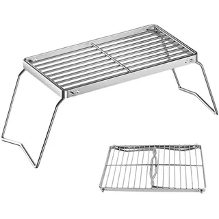 ZHYUAN Outdoor Grillrost,30×16 cm,Tragbarer Lagerfeuergrill,Edelstahl Klappbarer Grillgitter,Faltbarer Lagerfeuer Grill,Outdoor Grillgitter zum,Klappgrill Mini,für Camping,Picknick,Grillen,Angeln