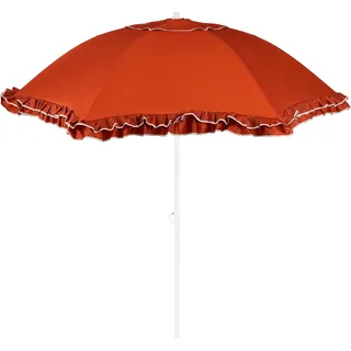 Mica Decorations Neigbarer Sonnenschirm mit Streifenmuster - Stockschirm 238 x Ø195 cm - Garten oder Balkon Sonnenschutz - Polyester, Stahl - Gelb, Rosa - Orange, Bronze