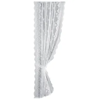 Vorhang WECKBRODT "Siena" Gr. 5, weiß, B:130cm H:245cm, Jacquard, Polyester, Gardinen, Vorhang, Jacquard, halbtransparent, Bordüre, mit Raffhalter, Gardine, Store