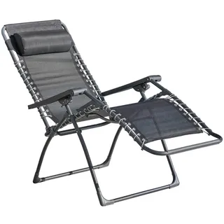 Ambia Garden Garten-Relaxsessel , Grau, Dunkelgrau , Metall, Kunststoff, Textil , 67x112.7x94 cm , klappbar , Gartenmöbel, Gartenliegen, Liegestühle