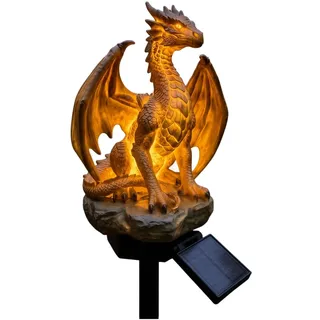 Drachen Figuren Garten, Drache Gartenfiguren für Draußen Wetterfest, Drach Garten Deko, Dragon Statue Gartendeko für Außen, Halloween Deko Outdoor Gartendeko Figuren (1 Stück Drach)