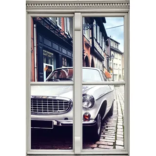queence Wandsticker »Auto« Wandsticker, Wandbild, selbstklebend, 3D, Fenster, bunt