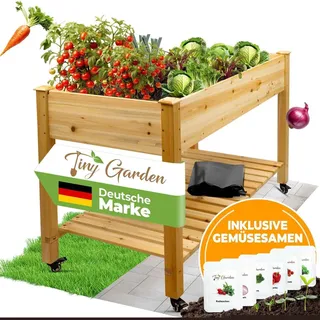 Tiny Garden Hochbeet aus Holz mit Rollen