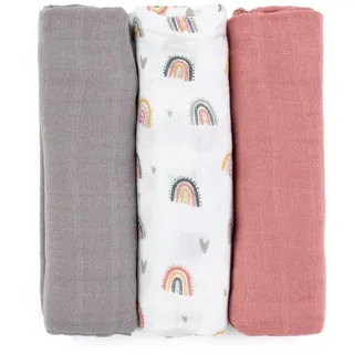 Petite&Mars Moussy Stoffwindeln Rose Rainbows 68 x 68 cm 3 St.