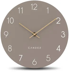 Cander Berlin MNU 2625 P Wanduhr lautlos ohne Ticken 25 cm analog Küche Wohnzimmer modern Vintage warmgrau MDF