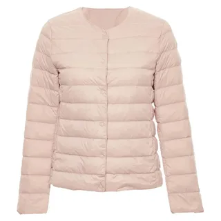 Damen Jacke rosa Größe M mit Rundhalsausschnitt und Knopfverschluss - Rosa