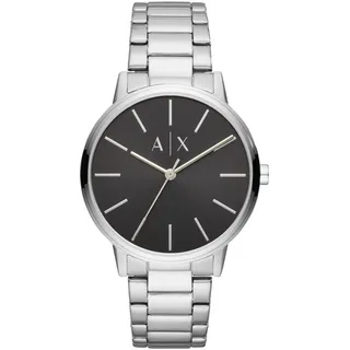 Armani Exchange Herrenuhr , Dreizeigeruhrwerk, 42mm Silbernes Edelstahlgehäuse mit Edelstahlarmband, AX2700