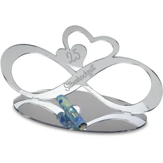 MK Schoenes Endlosschleife Silberhochzeit - 25 cm - Spiegelacryl