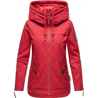 Navahoo Damen Jacke Frühling Herbst Übergangsjacke Print Parka Mantel Kapuze Wekoo Rot Mit Print Gr: 38 - M - Rot