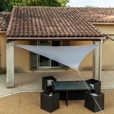WerkaPro 11122 Durchbrochene Schattenleinwand 160g/m2 Dreieckstuch Polyester 5x5x5m Taupe für Balkon, Terrasse und Garten