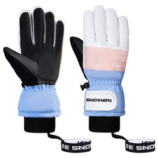 Durio Handschuhe winter - Touchscreen Skihandschuhe Herren Damen Fahrradhandschuhe Motorrad Handschuhe Blau-Rosa-Weiß M