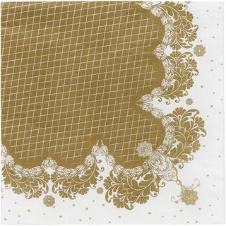 Talking Tables 20 edle, vintage Servietten von Talking Tables. Ideal für Weihnachten, Hochzeit, Dinnerparty, Junggesellinnenabschiedsfeier, Kaffeeklatsch, Geburtstag. Weiß- Gold (je 20 Stück pro Packung)