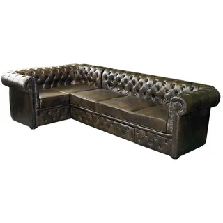 Chesterfield Ecksofa Sofa Couch Polster Eck Garnitur Ledersofa Wohnlandschaft - Schwarz