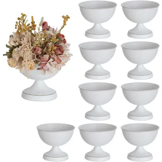 Sziqiqi Vase Weiß Kleine für Tischdeko: 15 cm Hoch Metal Urne Vasen für Hochzeit - Blumentopf Goldene Set of 10 - Vintage Blumenvase für Party Taufe Valentinstag