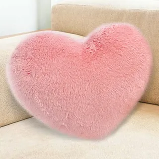 Gohytal Herzkissen, Rosa Plüsch Kissen, Herzform Kissen Kuschelkissen,Schmusekissen Flausch Plüsch Love Zierkissen Dekokissen,plüsch Weiche kissen Deko für Kinder für Wohnzimmer Schlafzimmer Sofa Bett