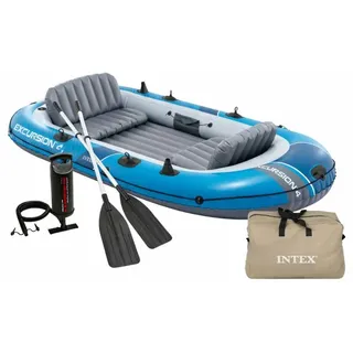 INTEX 66324NP Schlauchboot Excursion 4 Set mit Paddel Luftpumpe 500kg Paddelboot - Blau