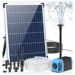 Biling Solar Springbrunnen für Außen, 12W 605L/H Leise Teichpumpe Solar mit 4 Düsen und Schlauch, Solarbrunnen für Draussen Kleine Gartenteich 5m2 Mini-Wasserfälle Blumentöpfe Dekorationsbrunnen