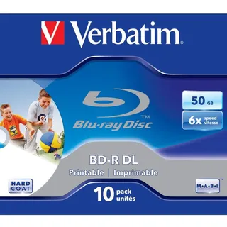 Verbatim BD-R Single Layer, Blu-Ray-Disk 50 GB - 6-fache Brenngeschwindigkeit - Kratzschutz, 10 Stück Spindel