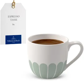 Villeroy & Boch - Fleur vert Espressotasse Grün, Spülmaschinenfest, Mikrowellensicher, Kleine Tasse für Espresso oder kleinen Kaffee, Kleine Kaffeetasse, Geschirr Blumenmuster, Premium Porzellan