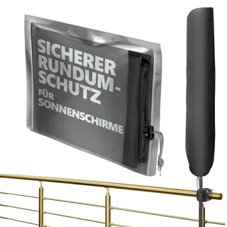 Menz Sonnenschirm Schutzhülle in Matt Schwarz - Polyester Schutzhülle für Sonnenschirm 2 m Ø / 2 m x 1,25 m, langlebige Sonnenschirmhülle, Schirmhülle UV-beständig, Schirmabdeckung wetterfest