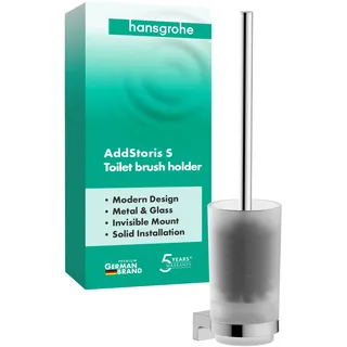 hansgrohe AddStoris S - Toilettenbürste mit Halter, Toilettenbüstenhalter für Wandmontage, WC-Bürste mit Halter, verdeckte Befestigung, Badezimmer Zubehör, Chrom, 41782000