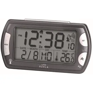 UMR UMR Funkwecker mit großen LC-Display, Kalender, Temperatur- und Funksignalanzeige, grau - Schwarz