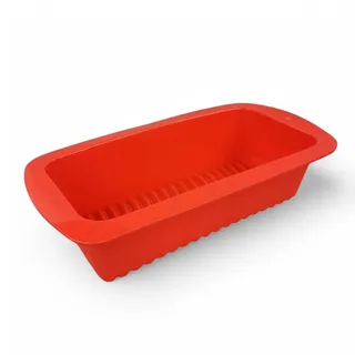 GMMH Silikon Brotbackform, Kastenform mit verzierenden Streifen, Antihaft Backform Kuchenform für Kuchen und Brot, 23x10x6 cm (Rot)