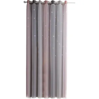 Stern-Vorhänge, Sterne, Verdunkelung, für Kinder, Mädchen, Schlafzimmer, Wohnzimmer, bunte doppellagige Fenstervorhänge, 1 Panel (53 cm). - Rosa, Grau, Blau, Grün, Beige, Lila