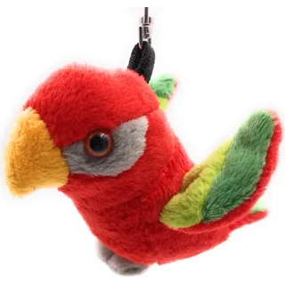 Onwomania Plüsch / Kuschel / Stoff Tier Schlüsselanhänger Papagei rot Lori 13 cm - Rot