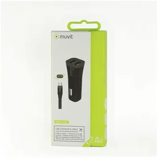 Muvit 2 Usb Ports Micro Usb Cable Pack 1m 4a Autoladegerät - Black - One Size