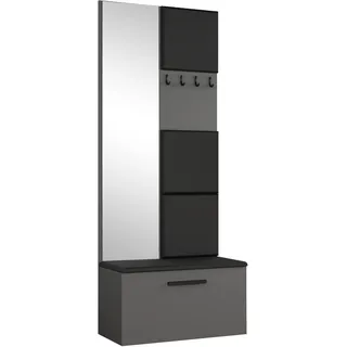 AX LIVING Kleiderschrank mit Spiegel Rosanno III - 80,6 cm Grau JS100 - Grau