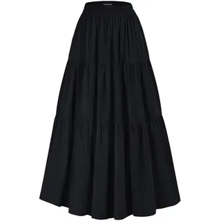 Scarlet Darkness Maxi-Röcke für Damen, Sommer, fließender Renaissance-Rock mit Taschen, Schwarz, Groß