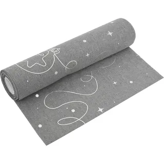 MODERNO Tischläufer in Leinen-Optik Grau 5m – Weihnachtsdeko mit Silbernen Weihnachtskugeln, 28 cm Breit – Ideal als Tischband für Festliche Dekorationen & Weihnachten