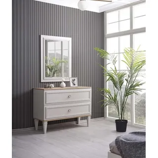 Kommode mit Spiegel Schlafzimmer Konsole Holz Grau Set 2tlg JVmoebel - Grau