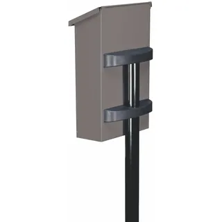 Perel Schwarzer Briefkastenpfosten aus verzinktem Stahl, 150 cm hoch, freistehend mit Montagehalterungen, wetterbeständig und stabil für den Außenbereich