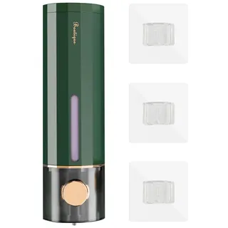 Modixun Flüssigseifenspender, Wandhalterung, 450 ml, luxuriöser Dusch-Handseifenspender, selbstklebender Shampoospender mit 3 Klebstoffen für Badezimmer, Küche, Grün