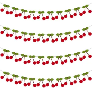 OLYCRAFT 4 Set 2.3 m Lange Kirschgirlande Aus Feuerfesten Ziegeln Wollfilzkugeln Kirschgirlande DIY Obstgirlanden Zum Aufhängen Für Partys Festivals Heimdekorationen Hochzeiten Kamindekor