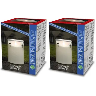 Konstsmide LED Gedenklicht/Grablicht, mit 8h Timer, 1 flackernde warm weiße Diode, batteriebetrieben, Außen (IP44), Batterie: 2x D 1.5V (exkl.) - 1868-170 (Packung mit 2)