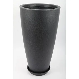 point-garden Blumentopf, Pflanzkübel, Pflanzgefäß mit Untersetzer, black stone
