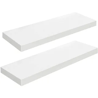 HOOBRO Wandregal, Schweberegal 2er-Set, stabile Wandboards, 60 x 20 x 3,8 cm Hängeregale, mit unsichtbaren Halterungen, für Bad, Schlafzimmer, Küche, Büro, Wohnzimmer, Weiß EWT60BJ01