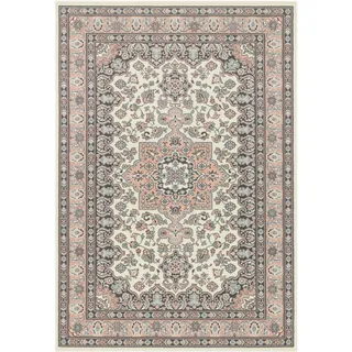 Nouristan Mirkan Orient Wohnzimmerteppich Kurzflor Vintage Orientalischer Teppich für Esszimmer, Wohnzimmer, Schlafzimmer – Creme Rosa, 200x290cm, Polypropylen, 200x290 cm