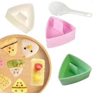 3 Stück Dreieckige Onigiri Form Plastik Selbstgemachte Sushi Form mit 1 Reislöffel Rosa Sushi Tools for Onigiri Dreieckige Wiederverwendbar Reiskugelform für DIY-Perfektes-Herstellungsset
