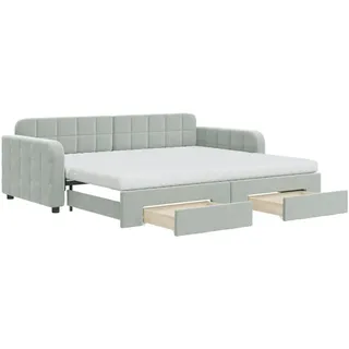 vidaXL Tagesbett Ausziehbar mit Schubladen Hellgrau 90x200 cm Samt - Grau