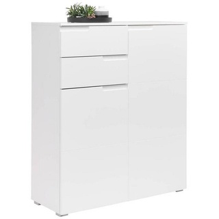 Stella Trading Kommode Weiß Weiß Hochglanz - Modernes Sideboard mit viel Stauraum für Ihren Wohnbereich - 100 x 119 x 40 cm