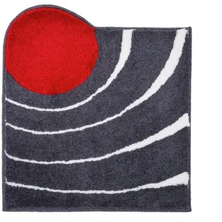 Grund Bidet-Vorleger , Anthrazit , Textil , Wellen , rechteckig , 60x60 cm , Oeko-Tex® Standard 100, Made in Europe , rutschfest , Heimtextilien, Badtextilien, Badematten