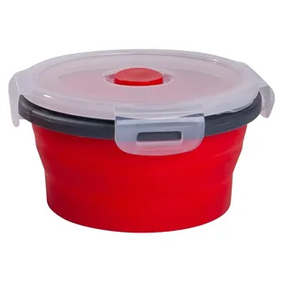 mixcover faltbare Frischhaltedose mit Deckel aus Silikon Bentobox Brotdose Lunchbox Picknick Camping Schüssel platzsparend 350 ml rot - Rot