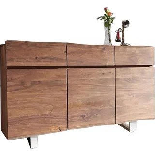 DeLife Live-Edge 147 cm 3 Türen 3 Schübe, Sideboards, Baumkantenmöbel, Massivholzmöbel, Massivholz